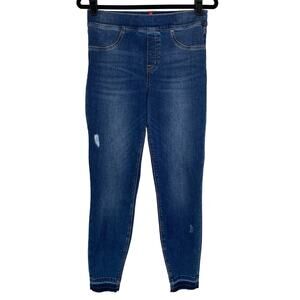 Spanx Medium Wash Distressed Ankle Skinny Jeans Medium